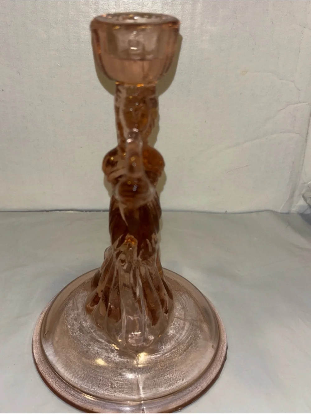 Vintage Angle Depression ERA 8”in Pink Angel Candlestick Holder